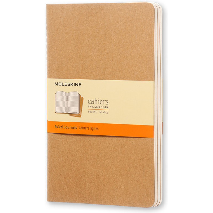 Набор блокнотов MOLESKINE Cahier Journal Large, линейка, бежевый, 3 шт. QP416