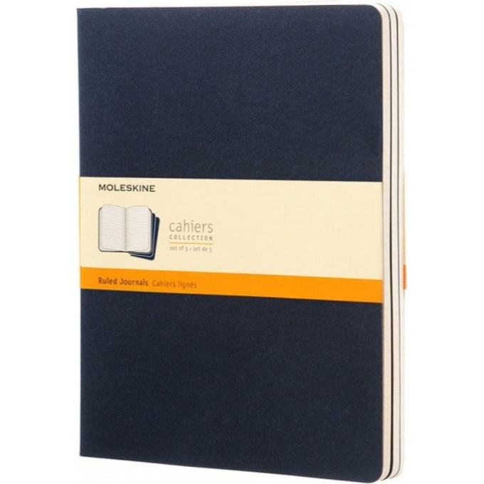 Блокнот MOLESKINE Cahier Journal Large, линейка, синий индиго (набор 3 шт.) CH216